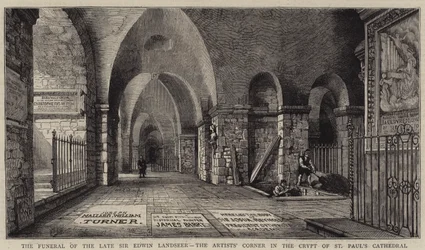 Pogrzeb zmarłego sir Edwina Landseera, kącik artysty w krypcie katedry św. Pawła